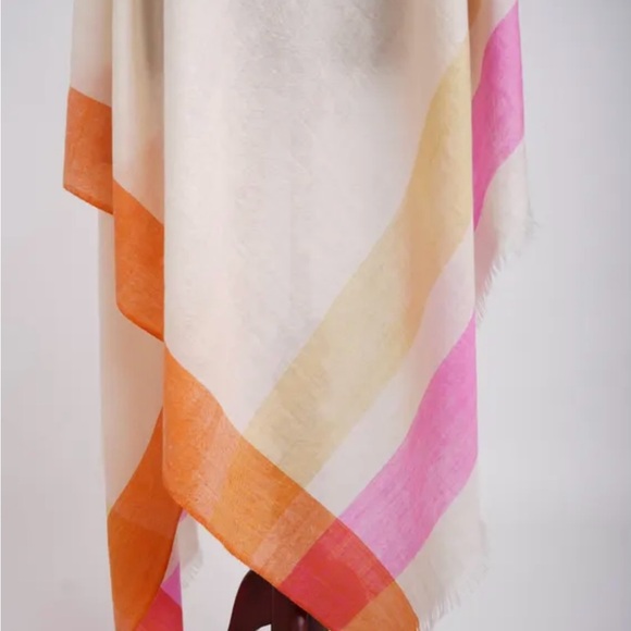 Fringed Multi Colored Striped scarf Long Length - Picture 4 of 5